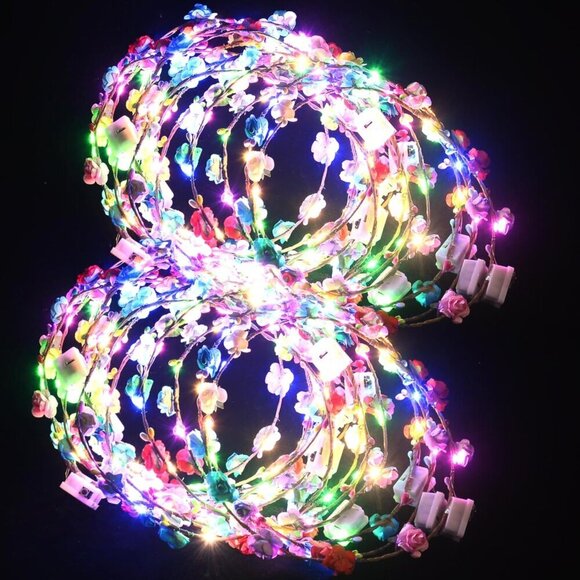 LED Flower Crowns Headbands 20 Pack Light Up Wreath for Parties and Weddings main image 5